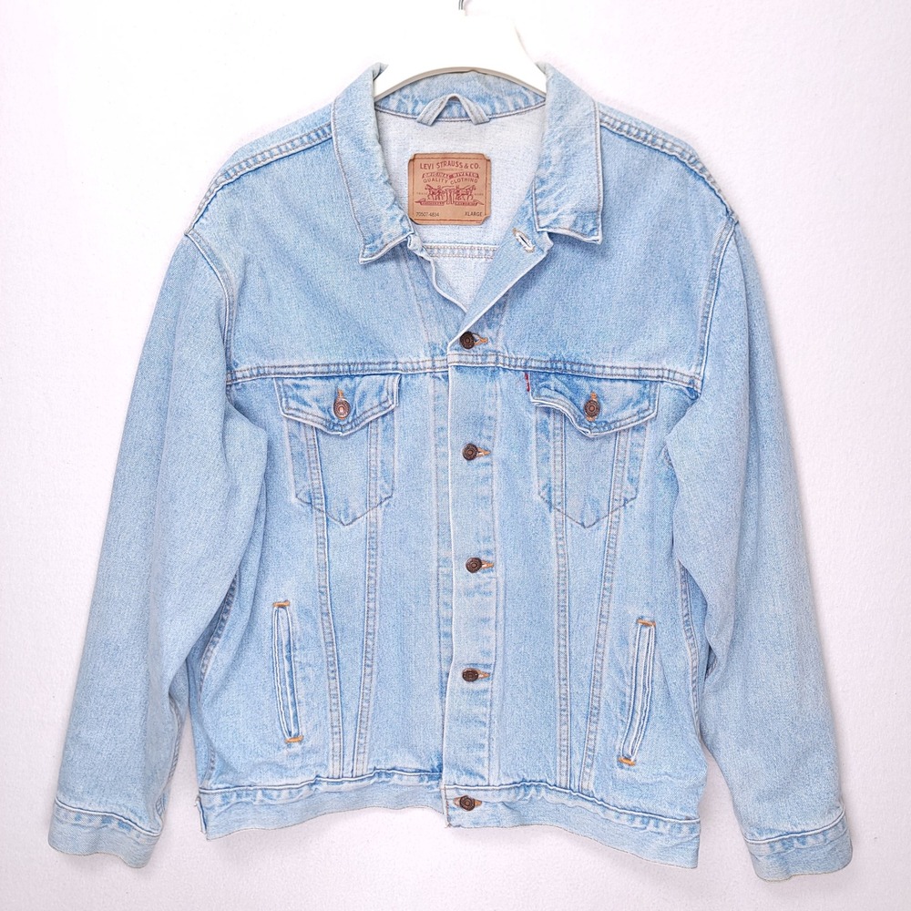 Levis 70507-4834 Denim Trucker Jacket Mens XL Light Wash Made in USA Vintage 90s